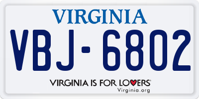 VA license plate VBJ6802