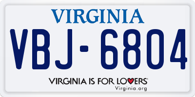 VA license plate VBJ6804