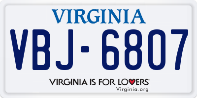 VA license plate VBJ6807