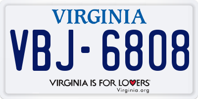 VA license plate VBJ6808