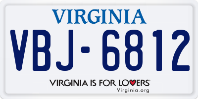 VA license plate VBJ6812