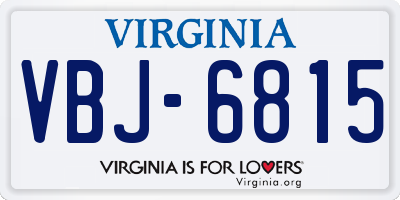 VA license plate VBJ6815