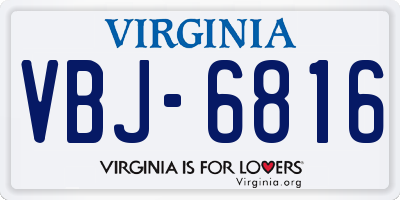 VA license plate VBJ6816