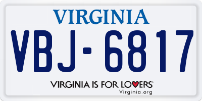 VA license plate VBJ6817