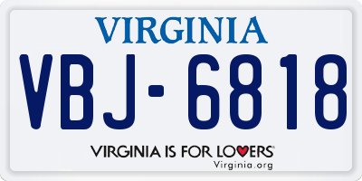 VA license plate VBJ6818