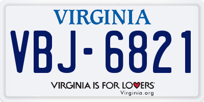 VA license plate VBJ6821