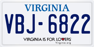 VA license plate VBJ6822