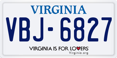 VA license plate VBJ6827
