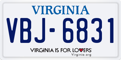 VA license plate VBJ6831