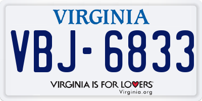 VA license plate VBJ6833