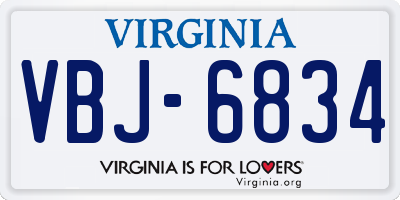 VA license plate VBJ6834