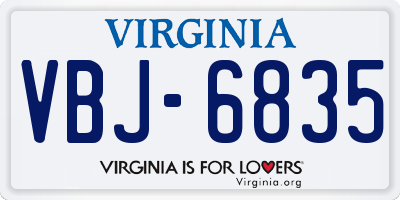 VA license plate VBJ6835