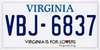 VA license plate VBJ6837