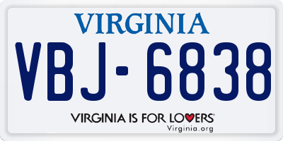 VA license plate VBJ6838