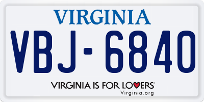 VA license plate VBJ6840