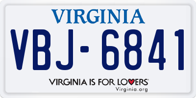 VA license plate VBJ6841