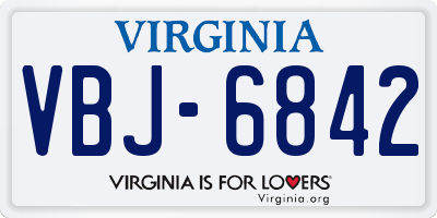 VA license plate VBJ6842