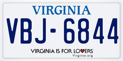 VA license plate VBJ6844