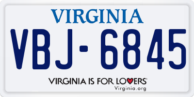 VA license plate VBJ6845