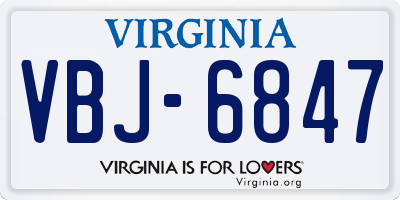 VA license plate VBJ6847