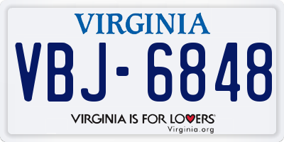 VA license plate VBJ6848