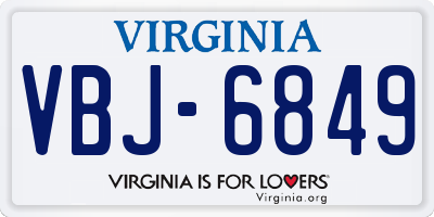 VA license plate VBJ6849