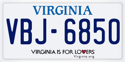 VA license plate VBJ6850