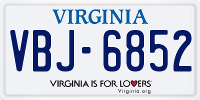 VA license plate VBJ6852