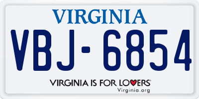 VA license plate VBJ6854