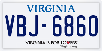 VA license plate VBJ6860