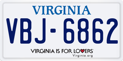 VA license plate VBJ6862