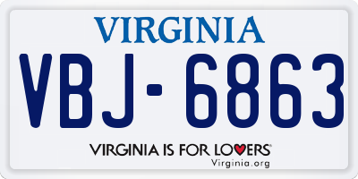 VA license plate VBJ6863