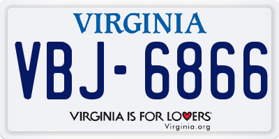 VA license plate VBJ6866