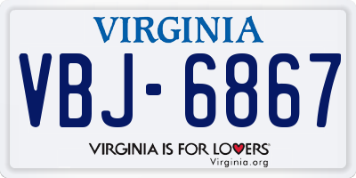 VA license plate VBJ6867