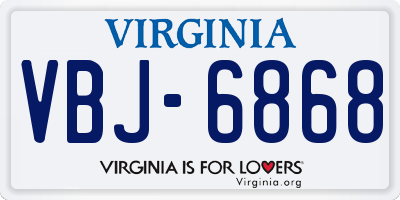 VA license plate VBJ6868