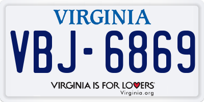 VA license plate VBJ6869