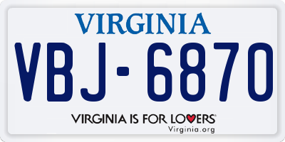 VA license plate VBJ6870