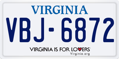 VA license plate VBJ6872