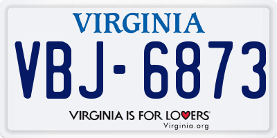 VA license plate VBJ6873