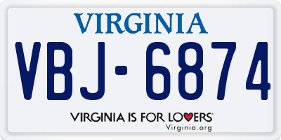 VA license plate VBJ6874