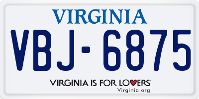 VA license plate VBJ6875