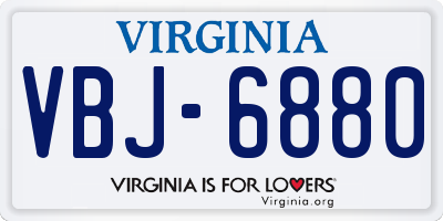 VA license plate VBJ6880