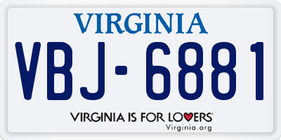 VA license plate VBJ6881
