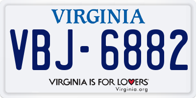 VA license plate VBJ6882