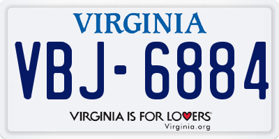 VA license plate VBJ6884
