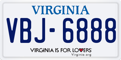 VA license plate VBJ6888