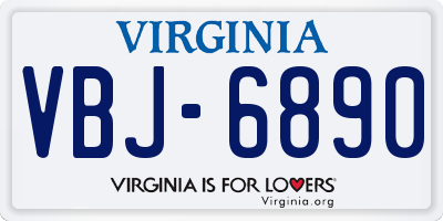 VA license plate VBJ6890