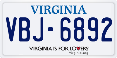 VA license plate VBJ6892