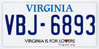 VA license plate VBJ6893