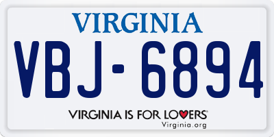 VA license plate VBJ6894